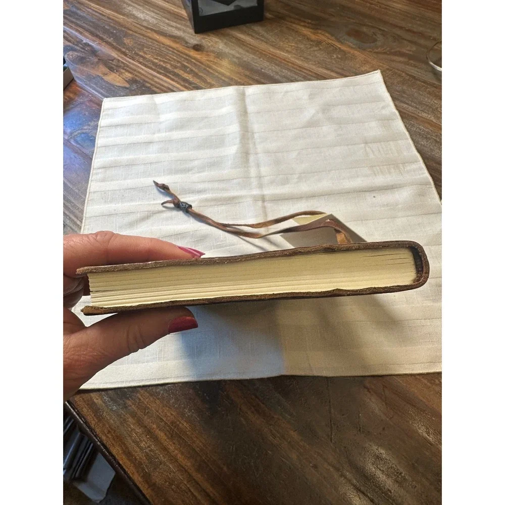 Manufactus Italy Leather Compass Journal Embossed Brown Calfskin Notebook VINT.